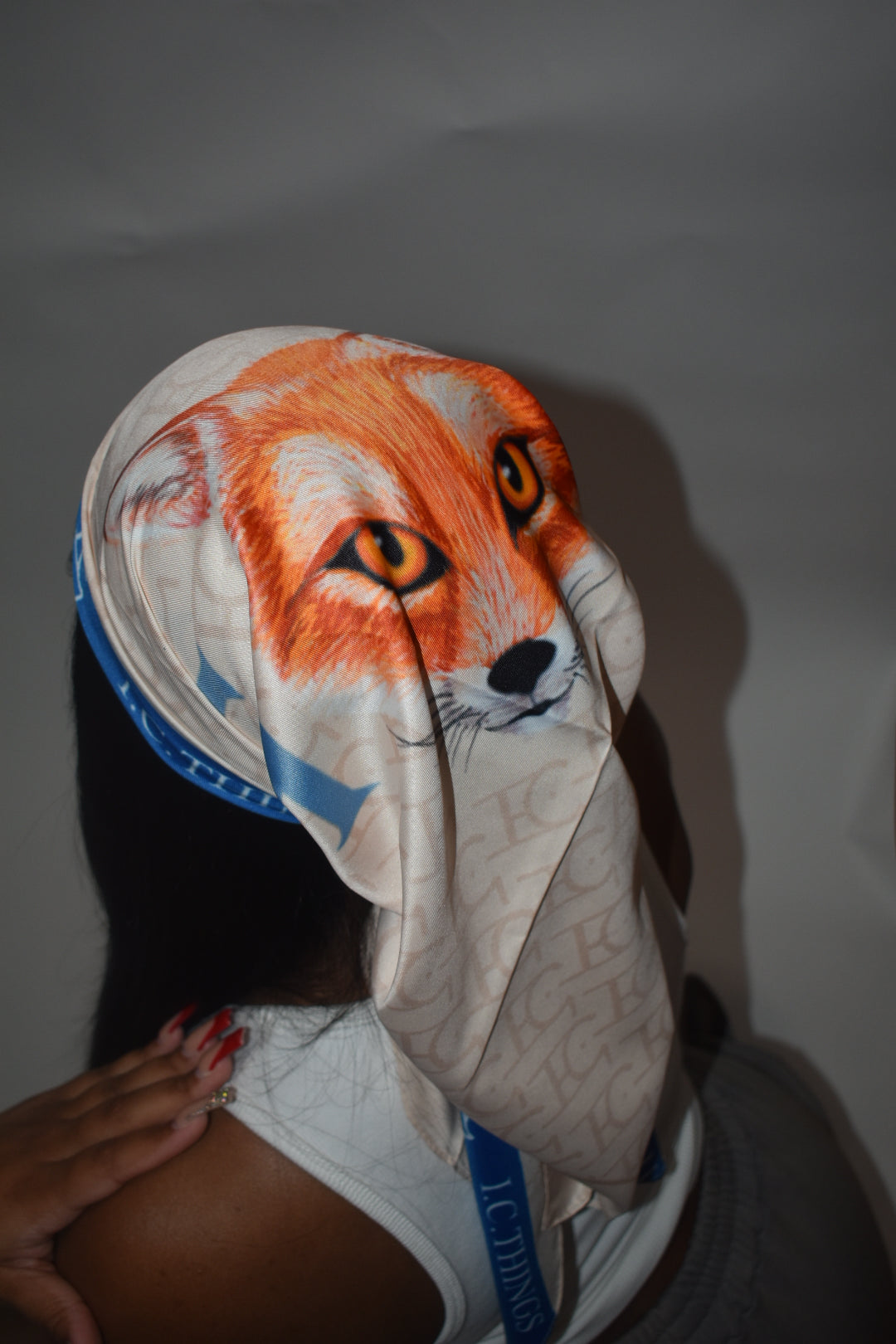I.C. Things Silky Monogram Fox Scarf